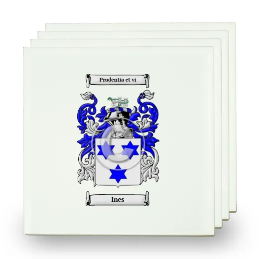 Ines Set of Four Small Tiles with Coat of Arms