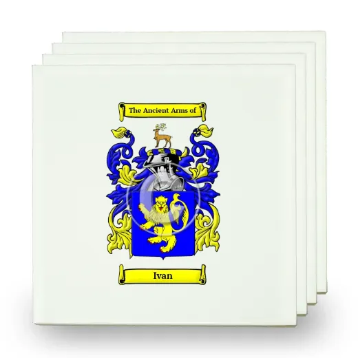 Ivan Set of Four Small Tiles with Coat of Arms