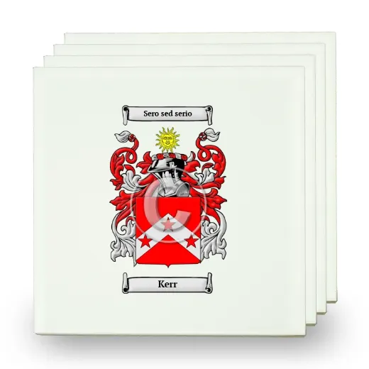 Kerr Set of Four Small Tiles with Coat of Arms