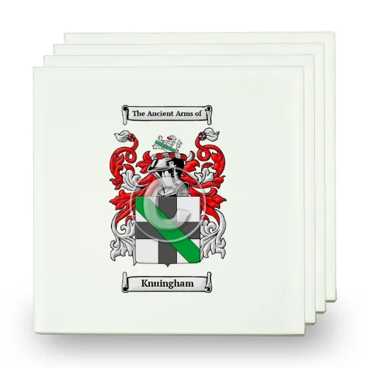 Knuingham Set of Four Small Tiles with Coat of Arms