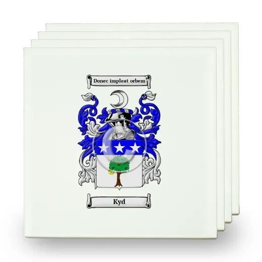 Kyd Set of Four Small Tiles with Coat of Arms