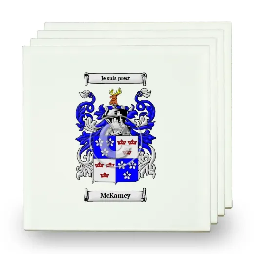 McKamey Set of Four Small Tiles with Coat of Arms