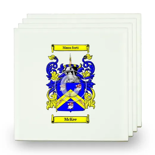 McKee Set of Four Small Tiles with Coat of Arms