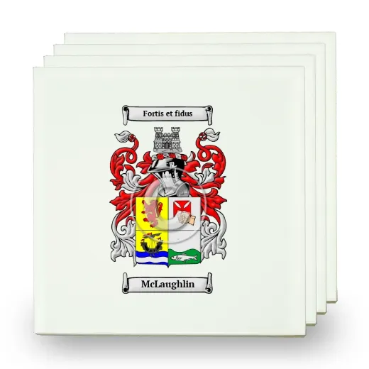 McLaughlin Set of Four Small Tiles with Coat of Arms