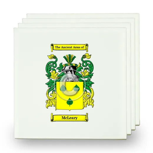 McLeary Set of Four Small Tiles with Coat of Arms