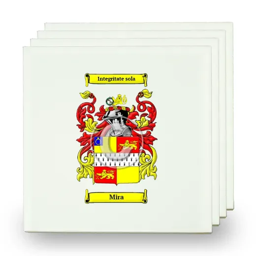 Mira Set of Four Small Tiles with Coat of Arms
