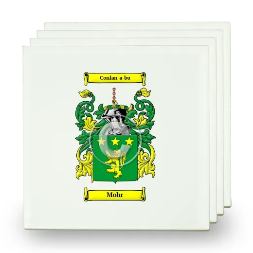 Mohr Set of Four Small Tiles with Coat of Arms