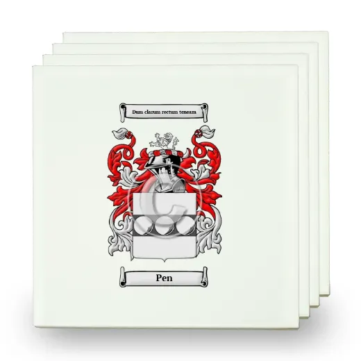 Pen Set of Four Small Tiles with Coat of Arms