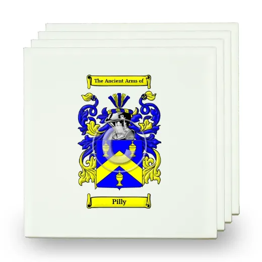 Pilly Set of Four Small Tiles with Coat of Arms