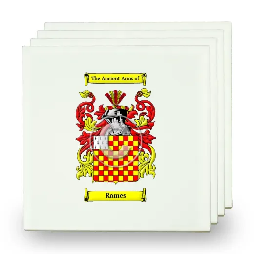 Rames Set of Four Small Tiles with Coat of Arms