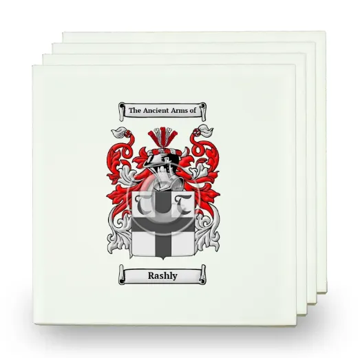 Rashly Set of Four Small Tiles with Coat of Arms