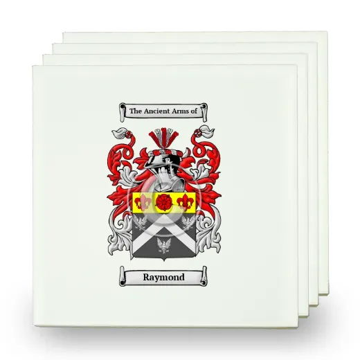 Raymond Set of Four Small Tiles with Coat of Arms