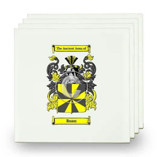 Ruan Set of Four Small Tiles with Coat of Arms