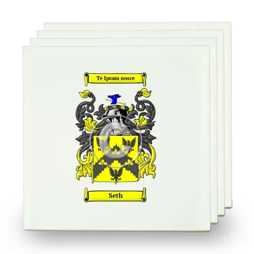 Seth Set of Four Small Tiles with Coat of Arms