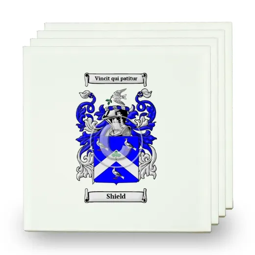 Shield Set of Four Small Tiles with Coat of Arms