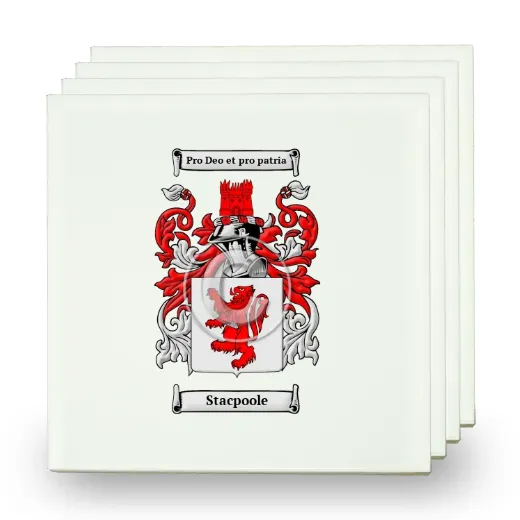 Stacpoole Set of Four Small Tiles with Coat of Arms