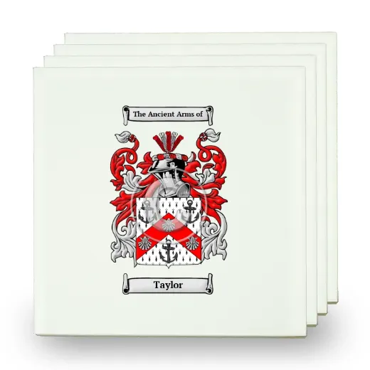 Taylor Set of Four Small Tiles with Coat of Arms