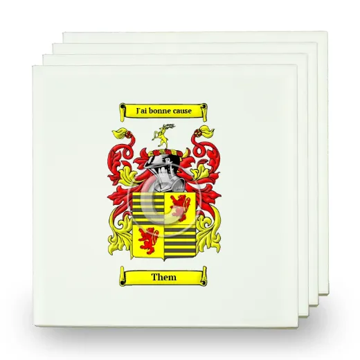 Them Set of Four Small Tiles with Coat of Arms