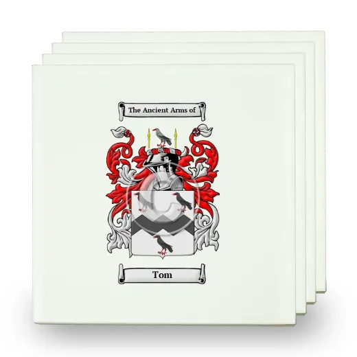Tom Set of Four Small Tiles with Coat of Arms