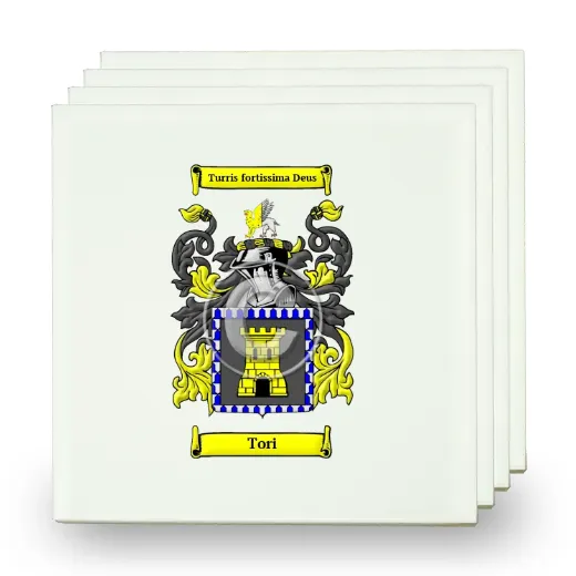 Tori Set of Four Small Tiles with Coat of Arms