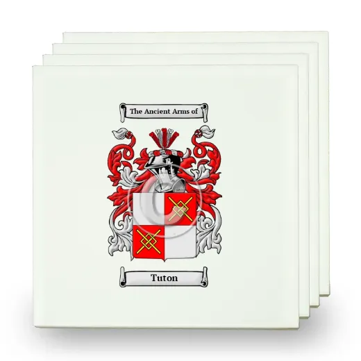 Tuton Set of Four Small Tiles with Coat of Arms