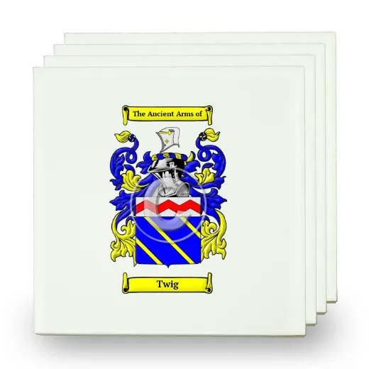 Twig Set of Four Small Tiles with Coat of Arms