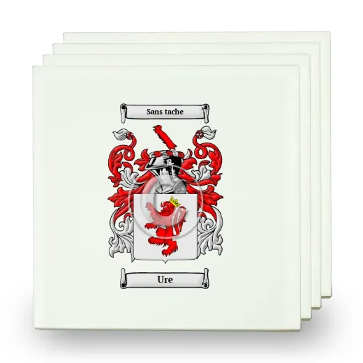 Ure Set of Four Small Tiles with Coat of Arms