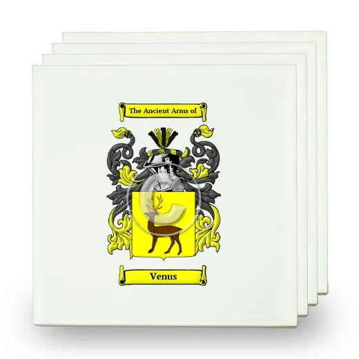 Venus Set of Four Small Tiles with Coat of Arms
