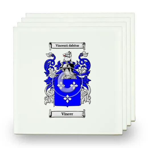 Vincer Set of Four Small Tiles with Coat of Arms