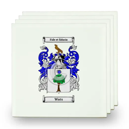 Wats Set of Four Small Tiles with Coat of Arms