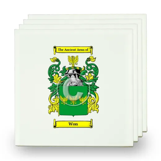 Won Set of Four Small Tiles with Coat of Arms