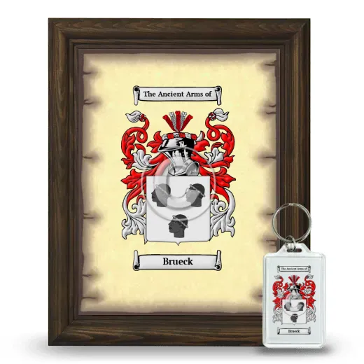 Brueck Framed Coat of Arms and Keychain - Brown