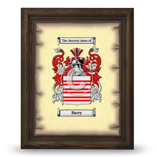 Barry Coat of Arms Framed - Brown