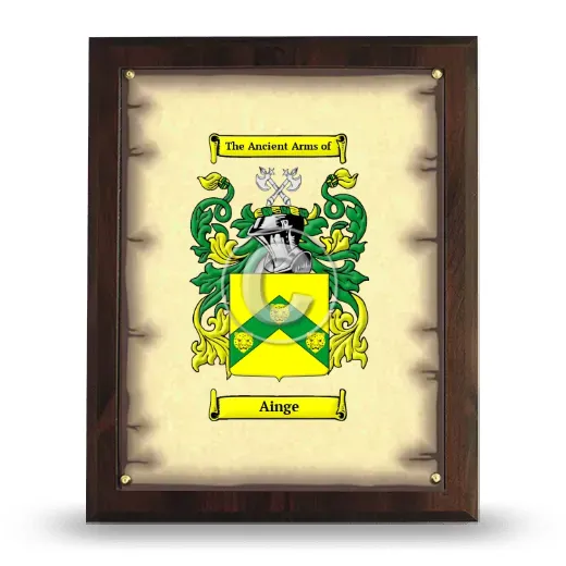 Ainge Coat of Arms Plaque