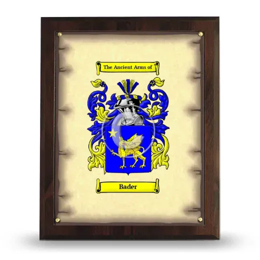 Bader Coat of Arms Plaque