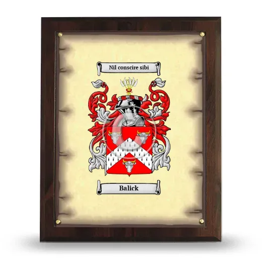 Balick Coat of Arms Plaque