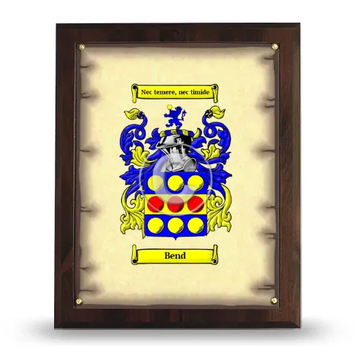 Bend Coat of Arms Plaque