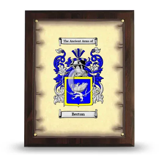 Berton Coat of Arms Plaque