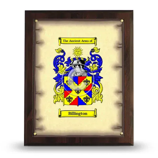 Billington Coat of Arms Plaque