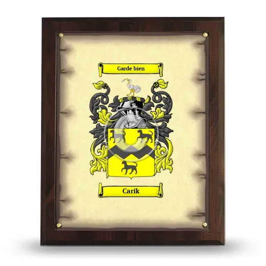 Carik Coat of Arms Plaque