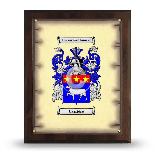 Carrière Coat of Arms Plaque