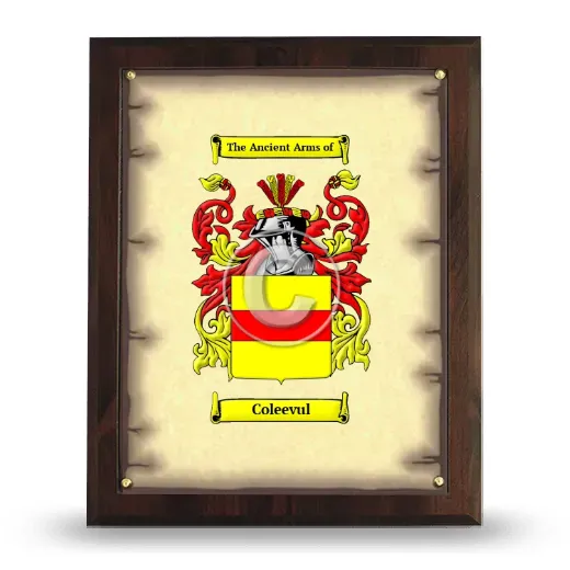 Coleevul Coat of Arms Plaque