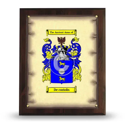 De coriolis Coat of Arms Plaque