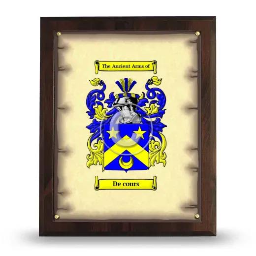 De cours Coat of Arms Plaque