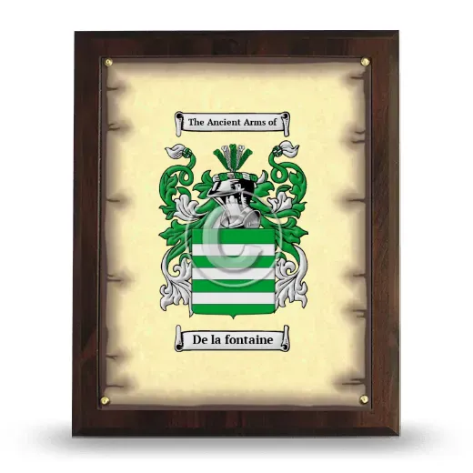 De la fontaine Coat of Arms Plaque