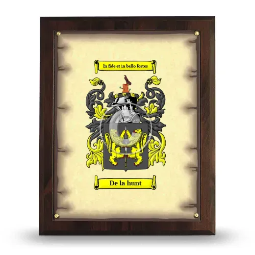 De la hunt Coat of Arms Plaque
