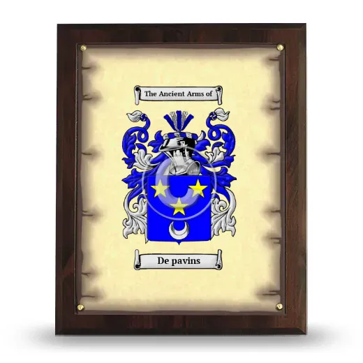 De pavins Coat of Arms Plaque