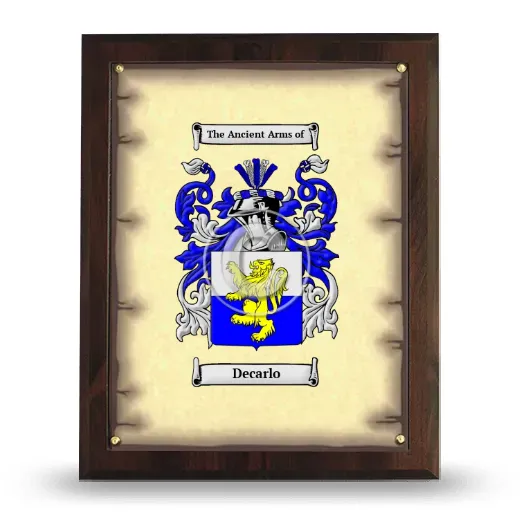 Decarlo Coat of Arms Plaque