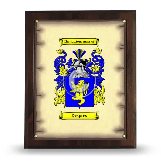 Despres Coat of Arms Plaque