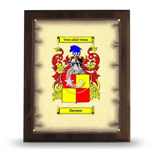 Devere Coat of Arms Plaque